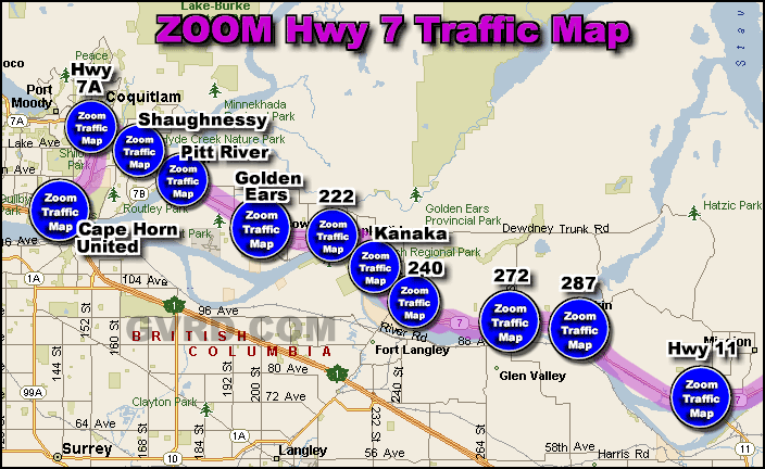 Lougheed Hwy 7 at Pitt River Bridge Traffic Zoom Map