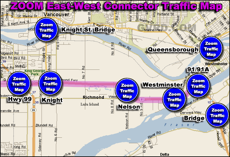 East-West Connector at Westminster Hwy Traffic Zoom Map