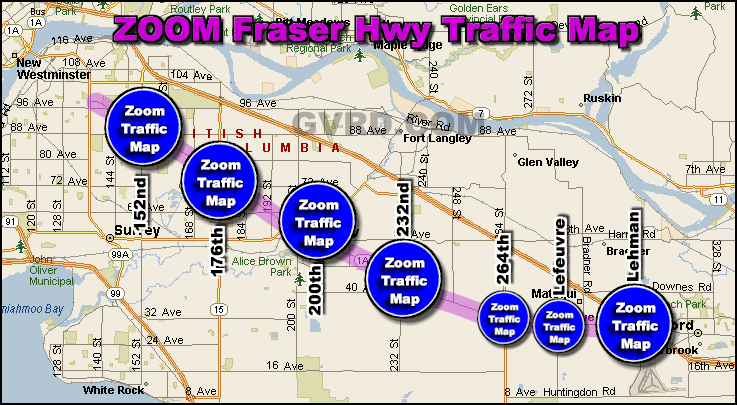 Fraser Hwy at Mt Lehman Rd Traffic Zoom Map