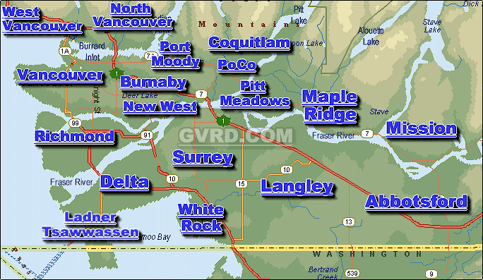 Greater Metro Vancouver District Government Web Sites