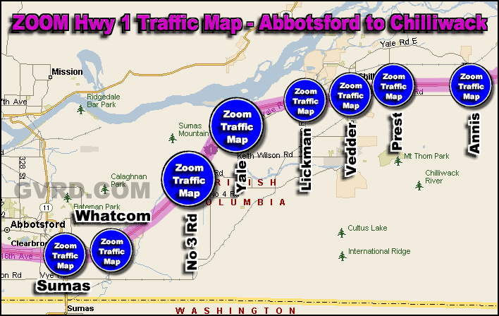 Hwy 1 at Vedder Rd Traffic Zoom Map