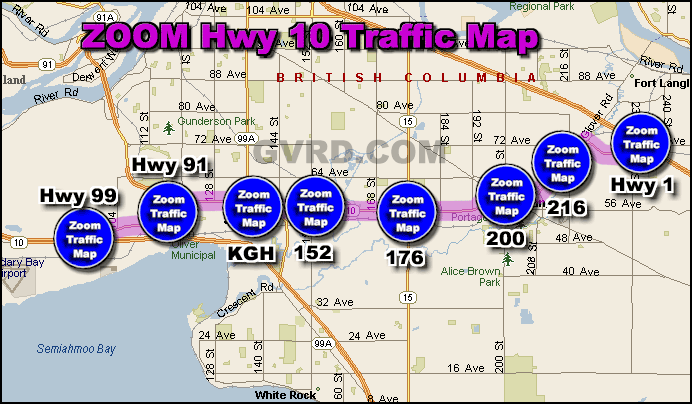 Hwy 10 at Hwy 99 Traffic Zoom Map