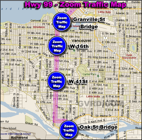 Hwy 99 and West 16th Ave Traffic Zoom Map
